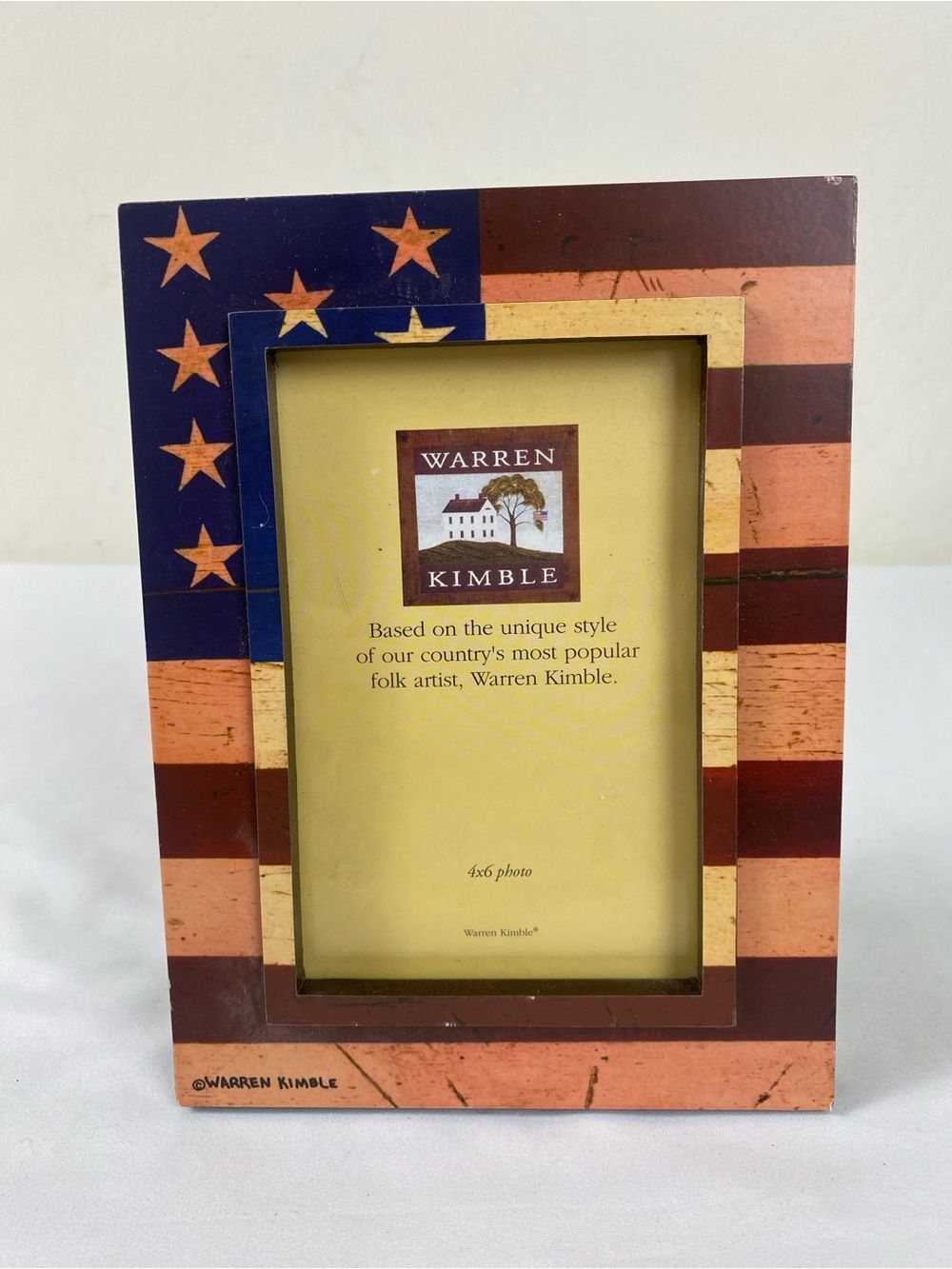 Warren Kimble Americana Stars & Stripes Picture Frame - Blue, Red, Cream 4x6